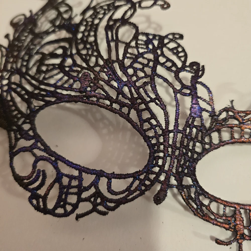 HANDCRAFTED Upcycled Lace Eye Mask HANDPAINTED Festival Mask Comic Con Sexy Fun